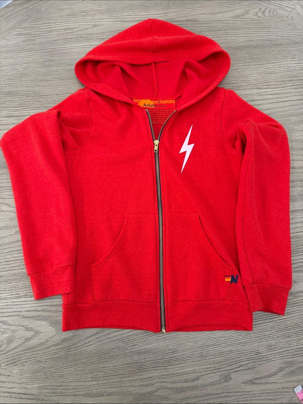 Kids (sz 14) AVIATOR NATION BOLT PRINT ZIP HOODIE - RED